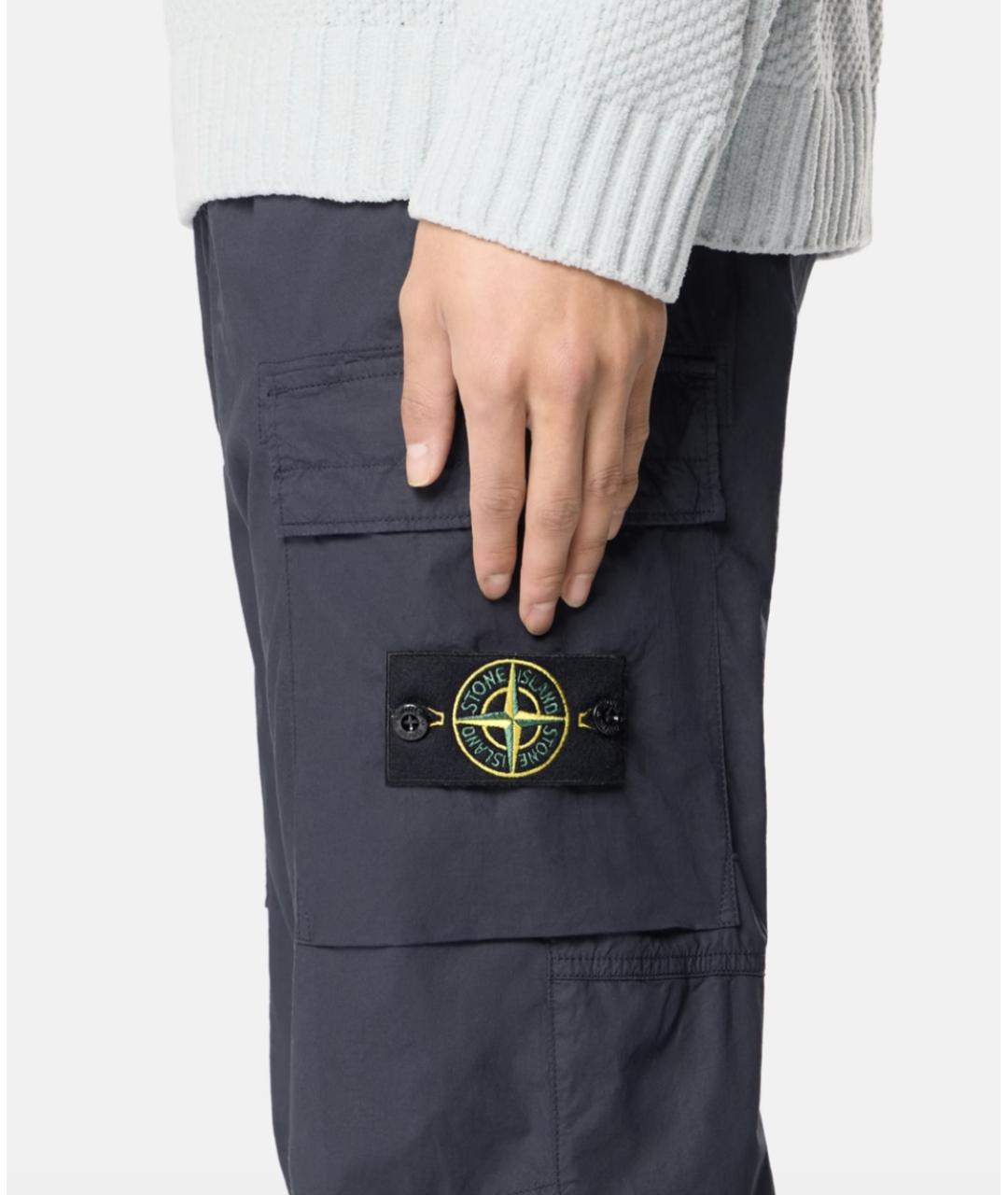 STONE ISLAND Синие хлопко-эластановые повседневные брюки, фото 2