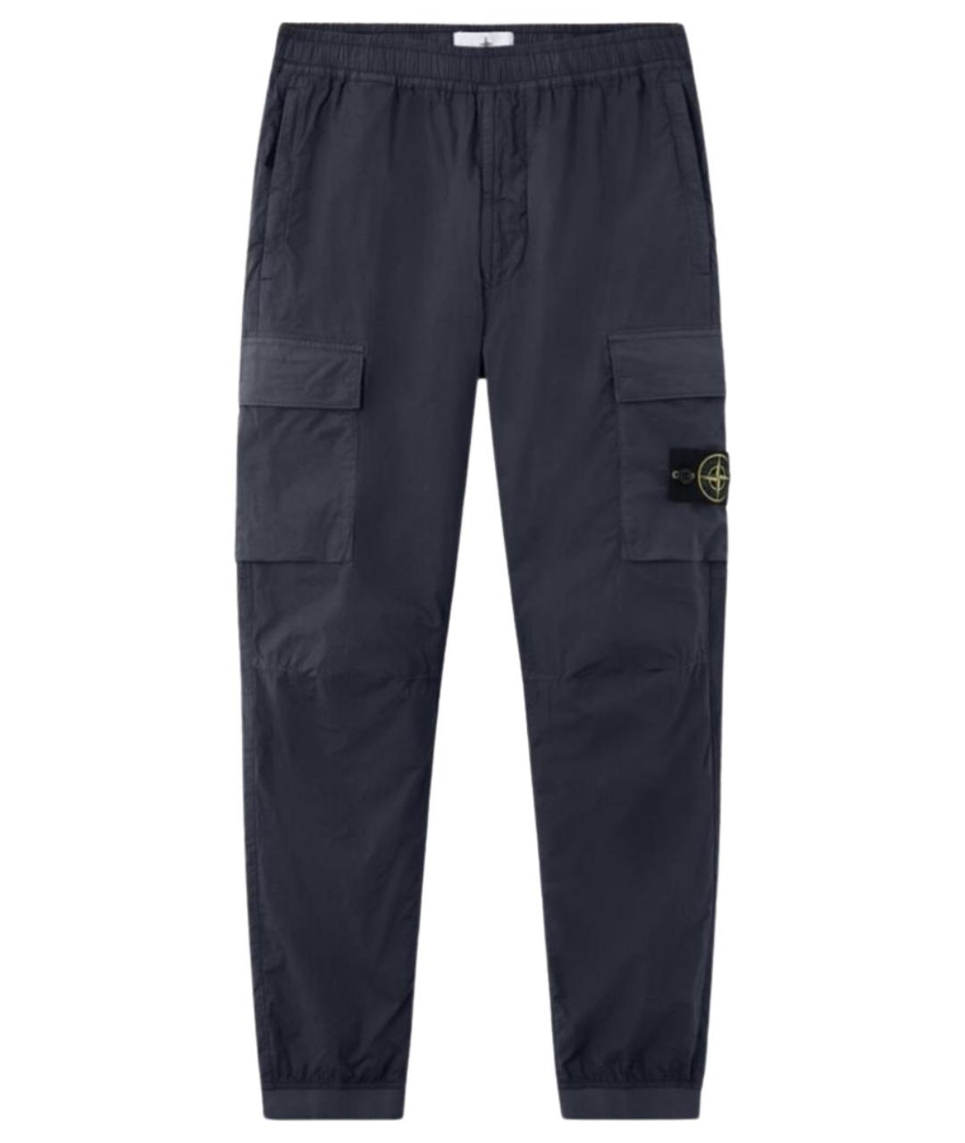 STONE ISLAND Синие хлопко-эластановые повседневные брюки, фото 1