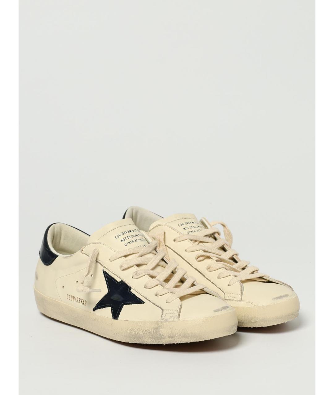 GOLDEN GOOSE DELUXE BRAND Бежевые кожаные низкие кроссовки / кеды, фото 2