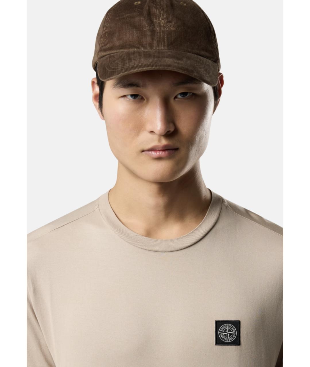 STONE ISLAND Бежевая хлопковая футболка, фото 3
