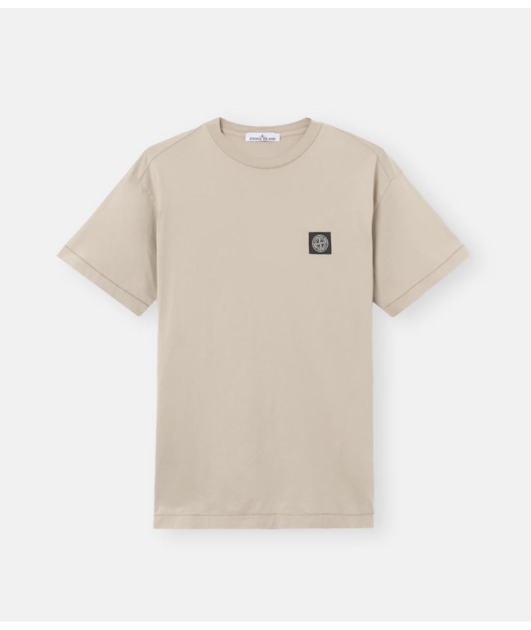 STONE ISLAND Бежевая хлопковая футболка, фото 5