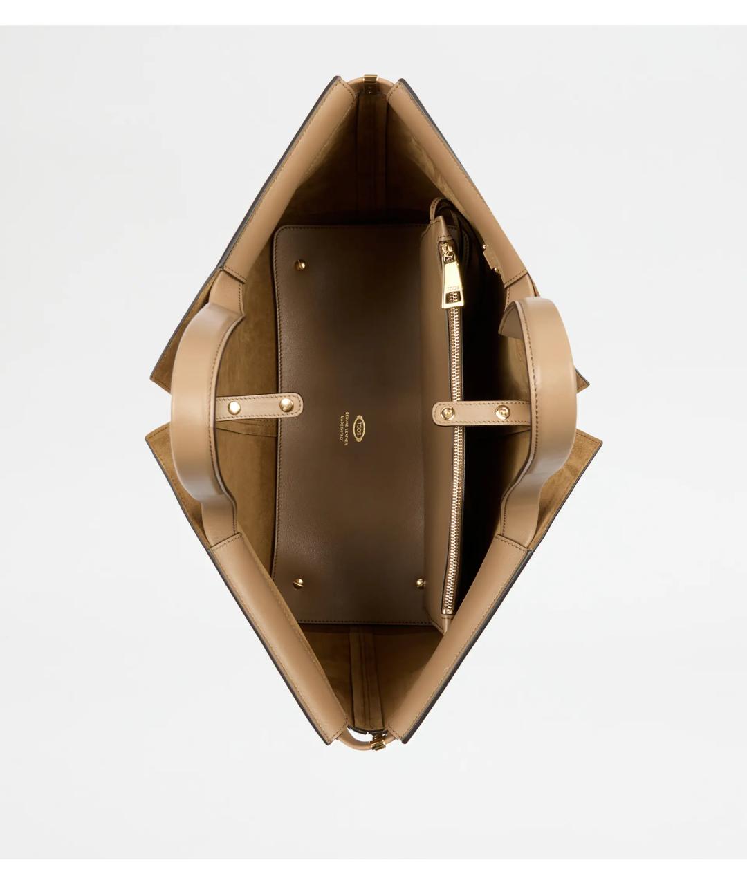 TOD'S Бежевая кожаная сумка тоут, фото 4