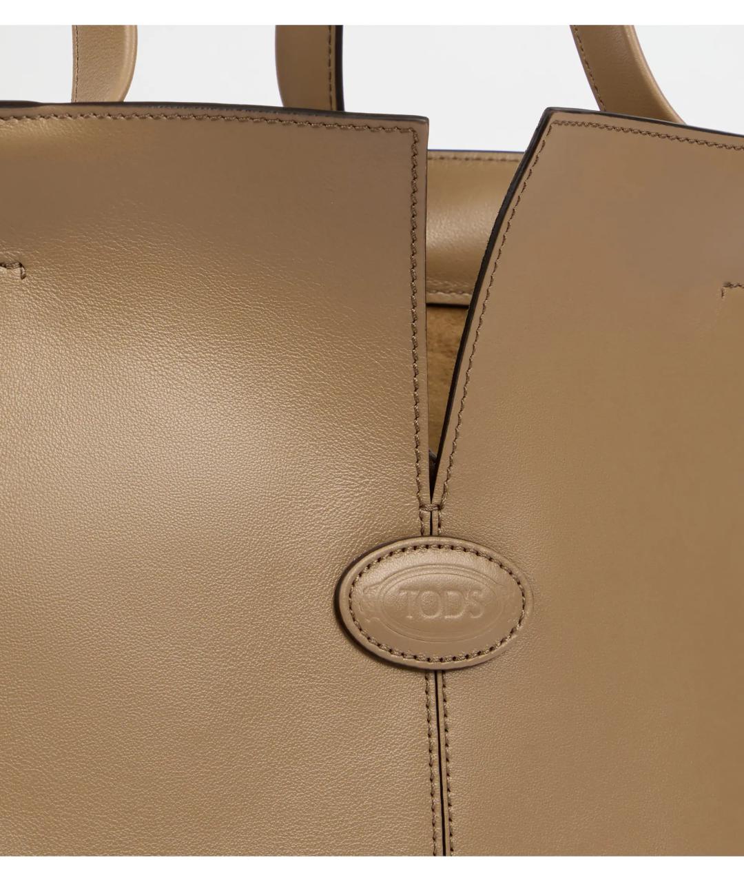 TOD'S Бежевая кожаная сумка тоут, фото 5