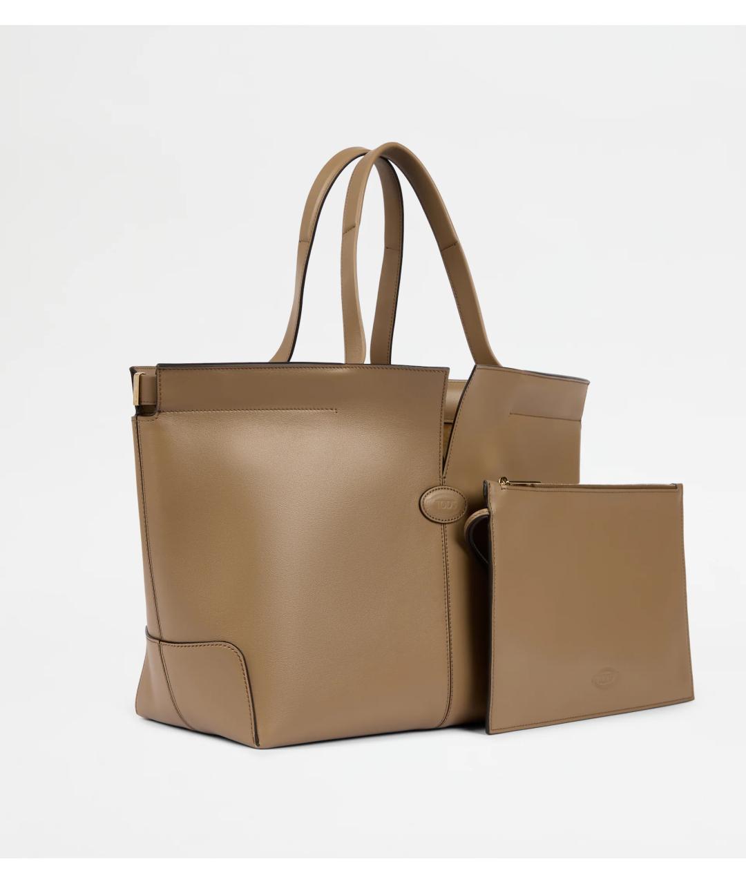 TOD'S Бежевая кожаная сумка тоут, фото 3