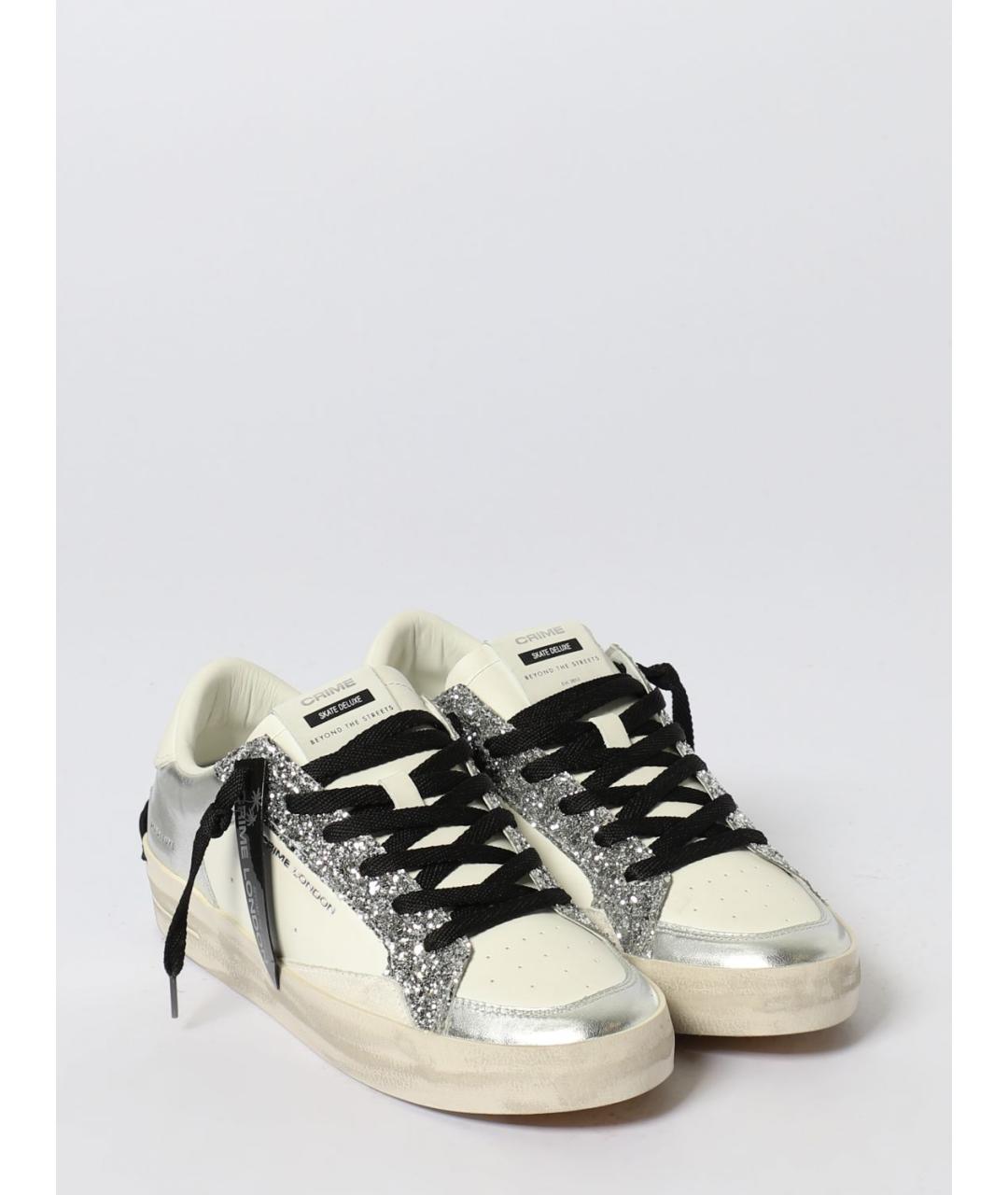 CRIME LONDON Серебряные кожаные кроссовки, фото 2