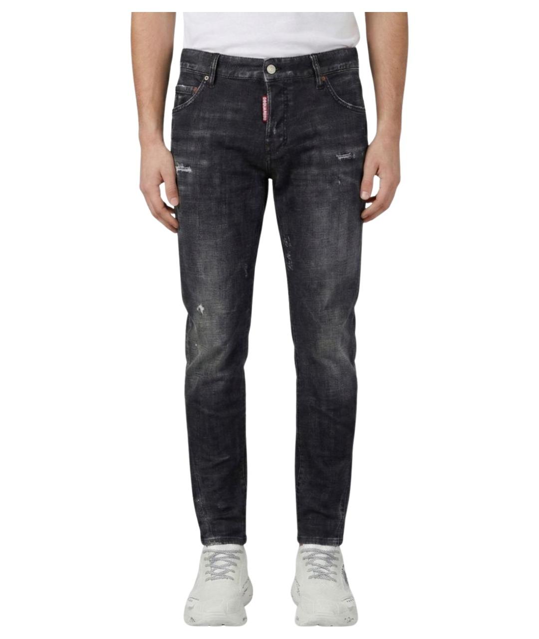 DSQUARED2 Черные хлопко-эластановые джинсы скинни, фото 1