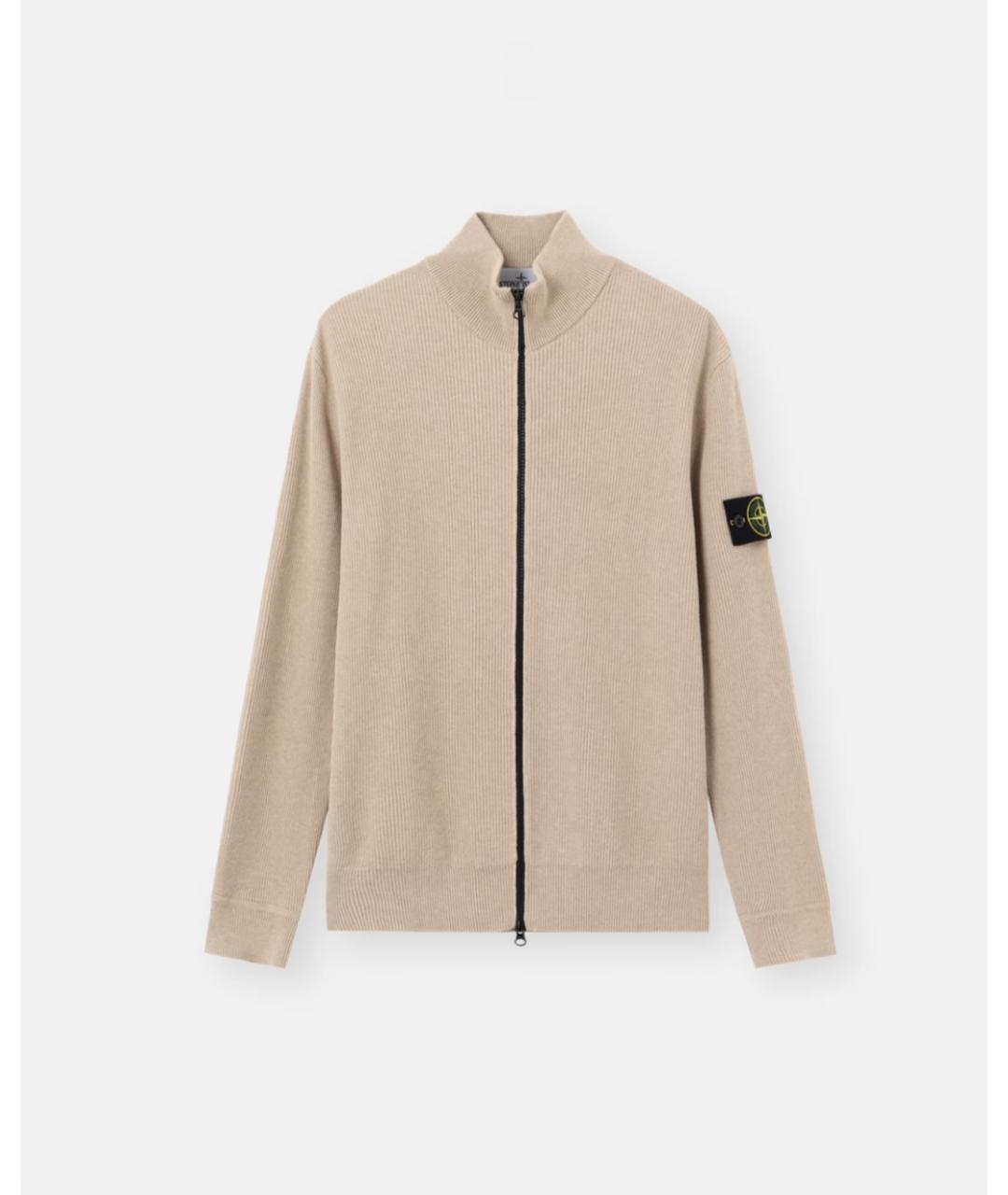 STONE ISLAND Бежевый хлопковый кардиган, фото 5