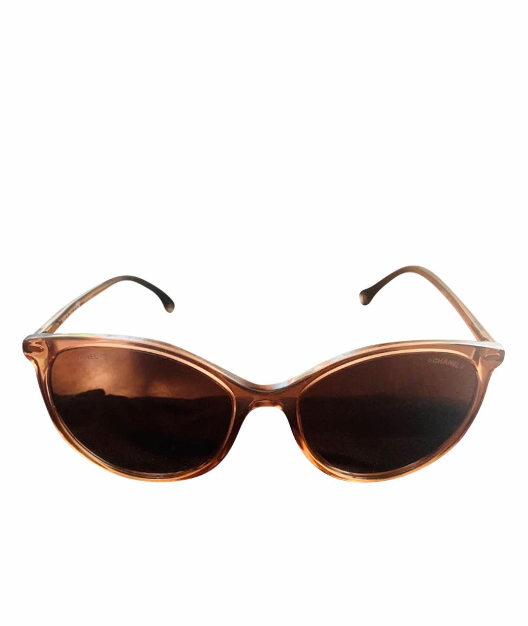 CHANEL Коричневые пластиковые солнцезащитные очки, фото 1