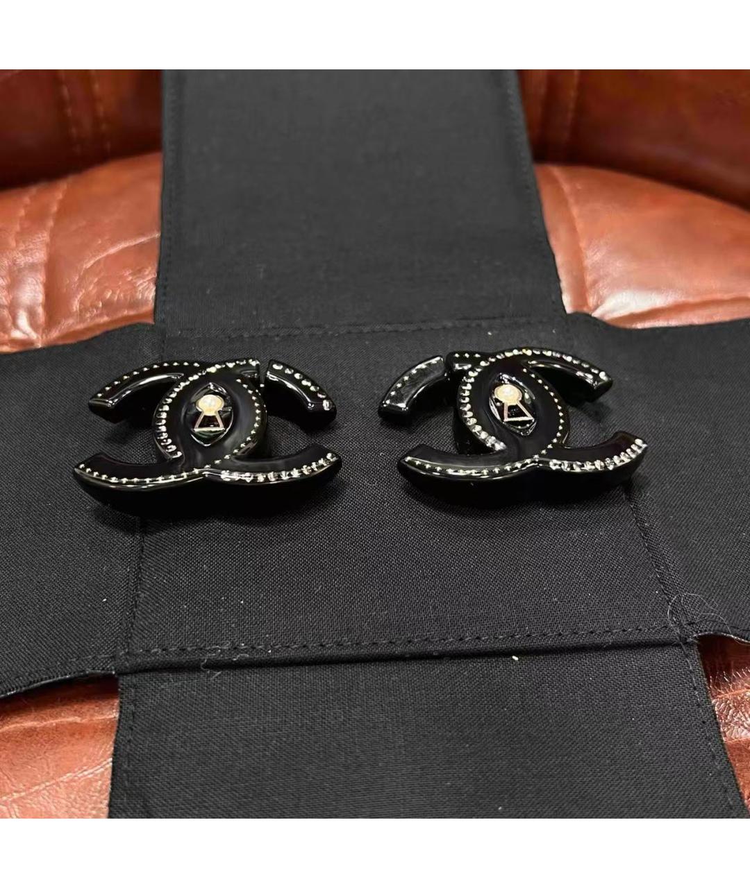 CHANEL Черные металлические серьги, фото 4