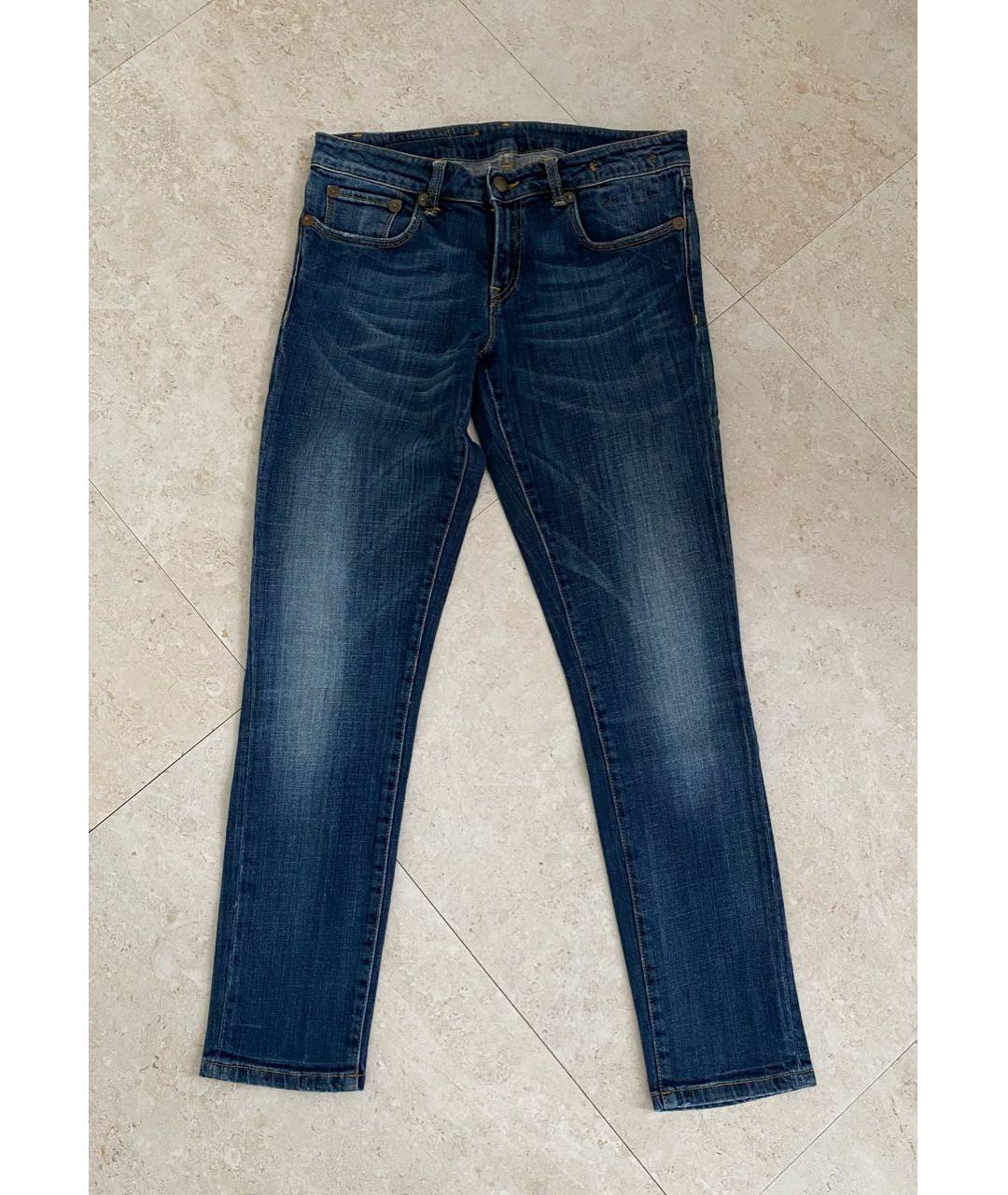 R13 Синие хлопко-эластановые джинсы слим, фото 9