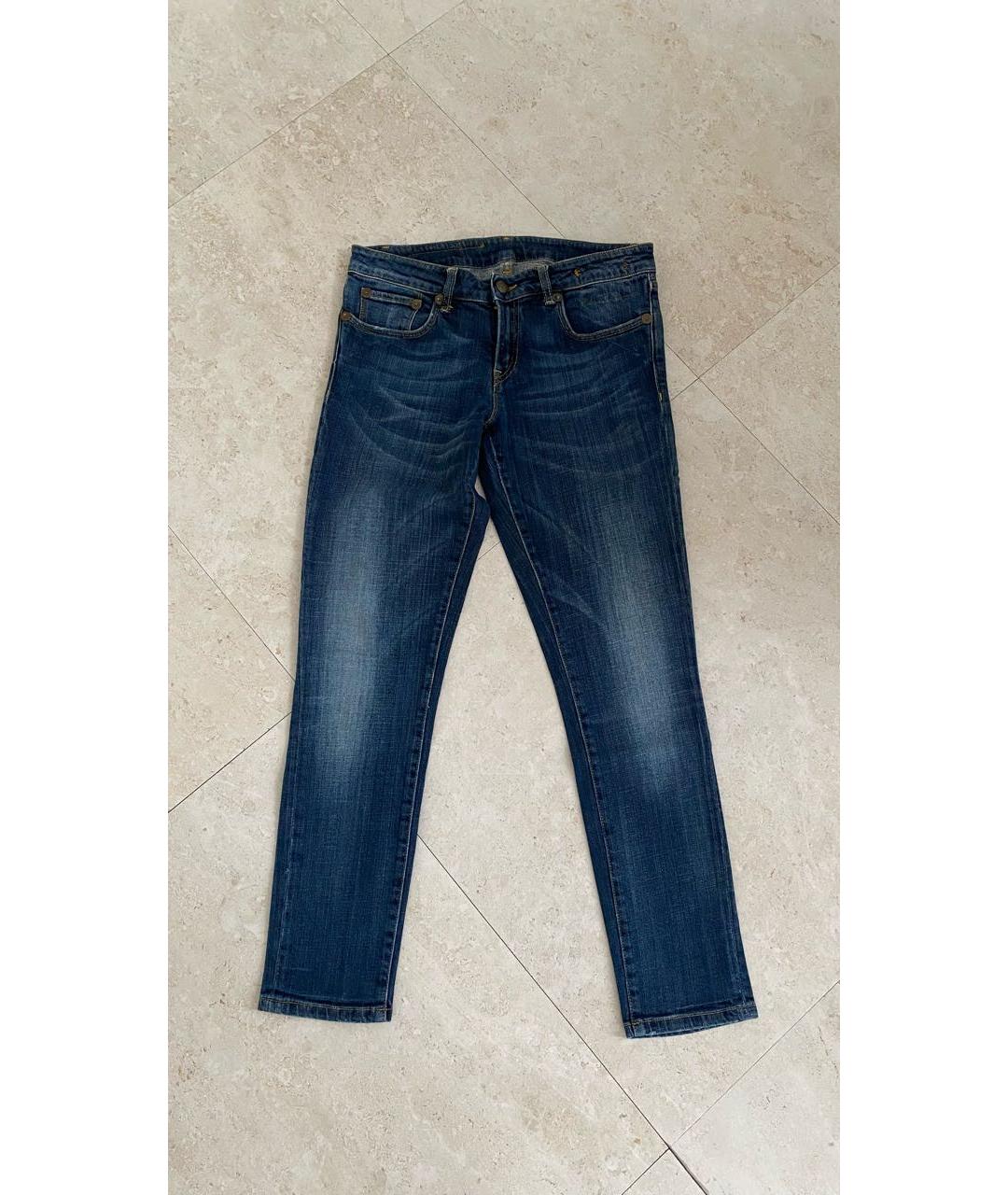 R13 Синие хлопко-эластановые джинсы слим, фото 8