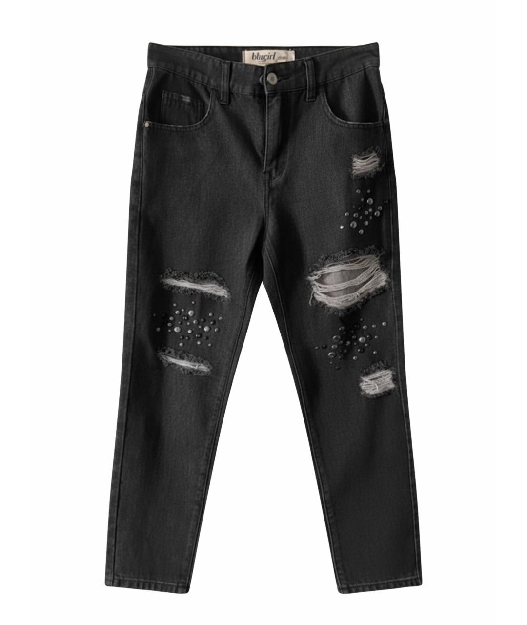 BLUGIRL Черные хлопковые джинсы слим, фото 1