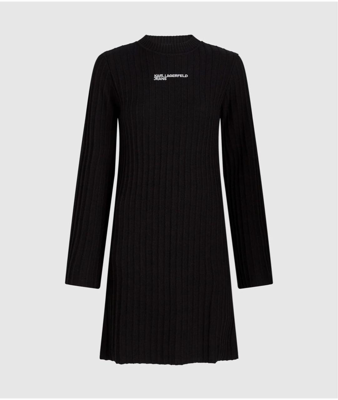 KARL LAGERFELD Черное хлопко-эластановое повседневное платье, фото 7