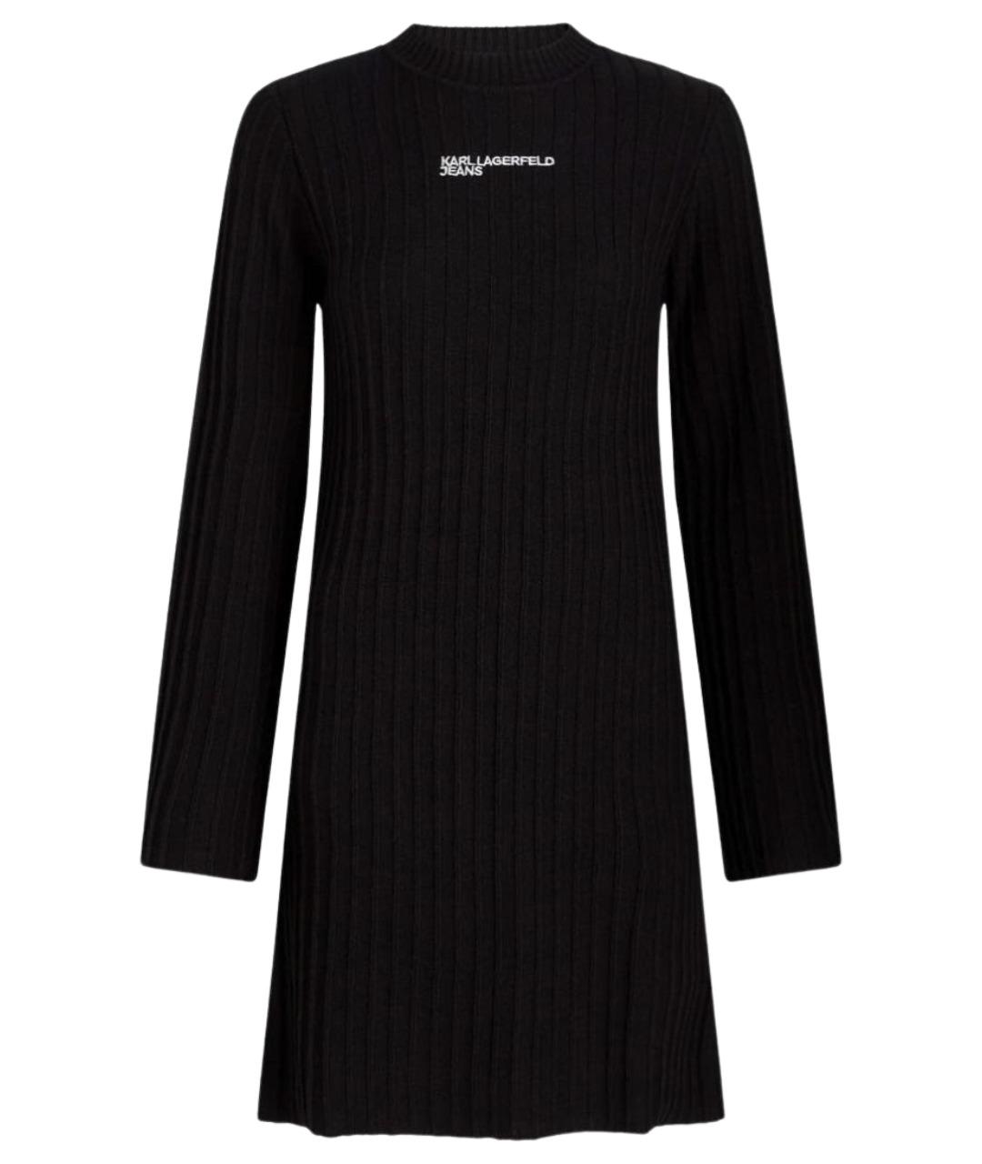 KARL LAGERFELD Черное хлопко-эластановое повседневное платье, фото 1