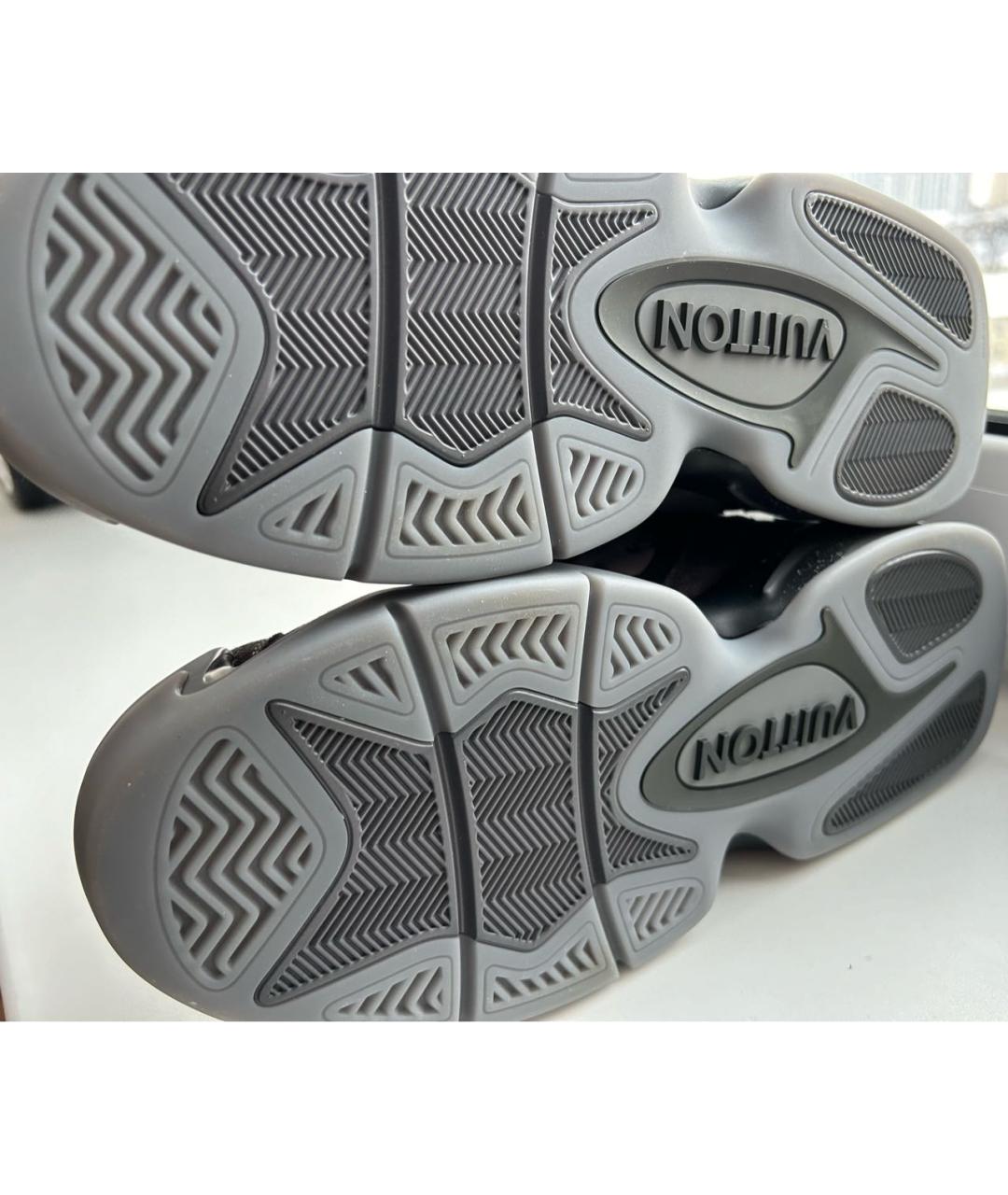 LOUIS VUITTON Антрацитовые замшевые высокие кроссовки / кеды, фото 4