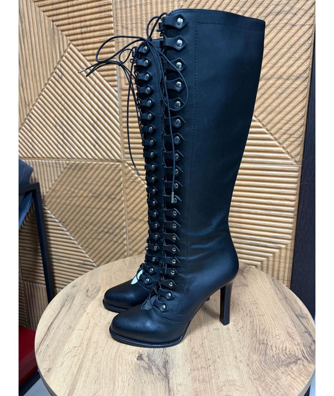 ALEXANDER MCQUEEN Черные кожаные сапоги, фото 3