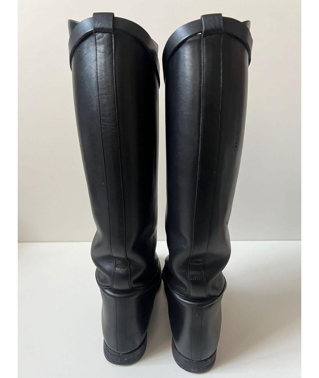 HERMES Черные кожаные сапоги, фото 2