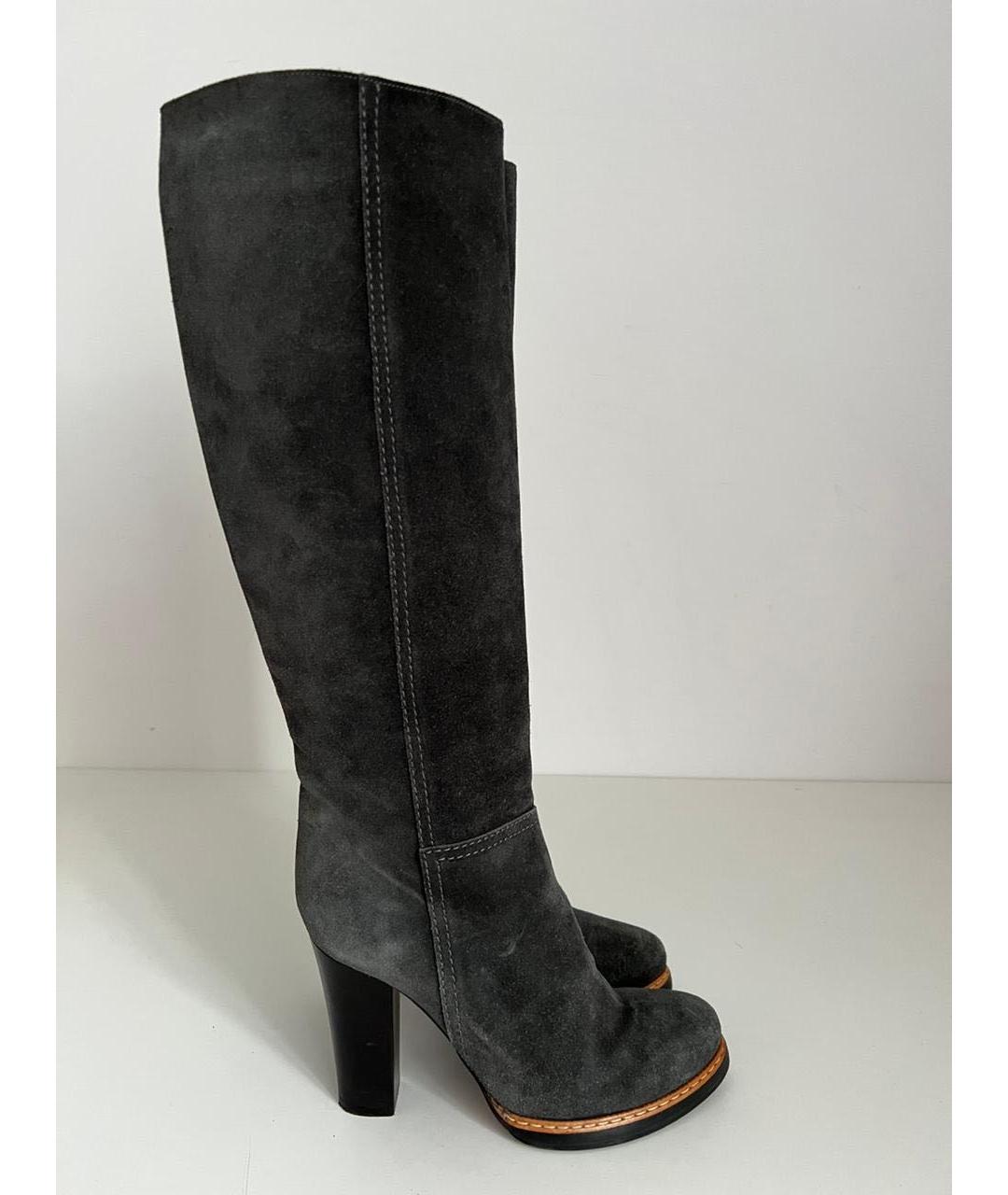 JIL SANDER Серые замшевые сапоги, фото 9