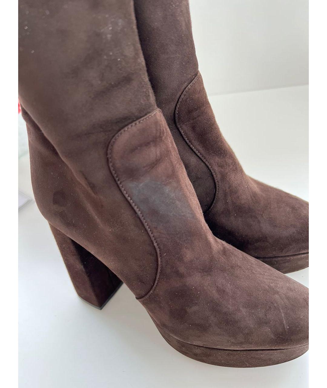 PRADA Коричневые замшевые ботильоны, фото 4