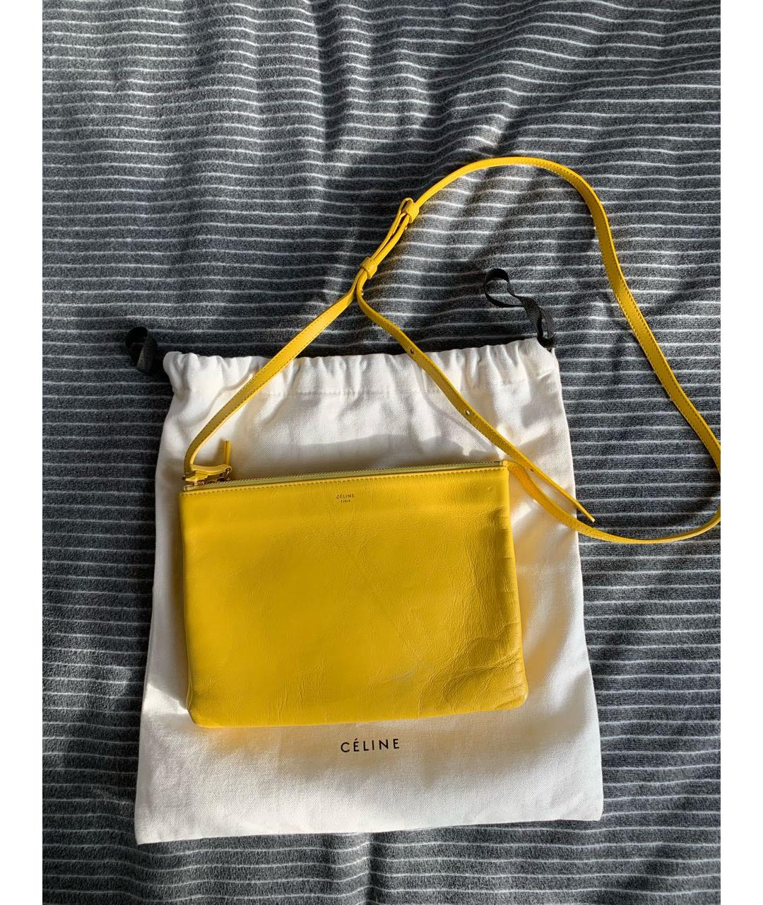 CELINE Желтая кожаная сумка через плечо, фото 6