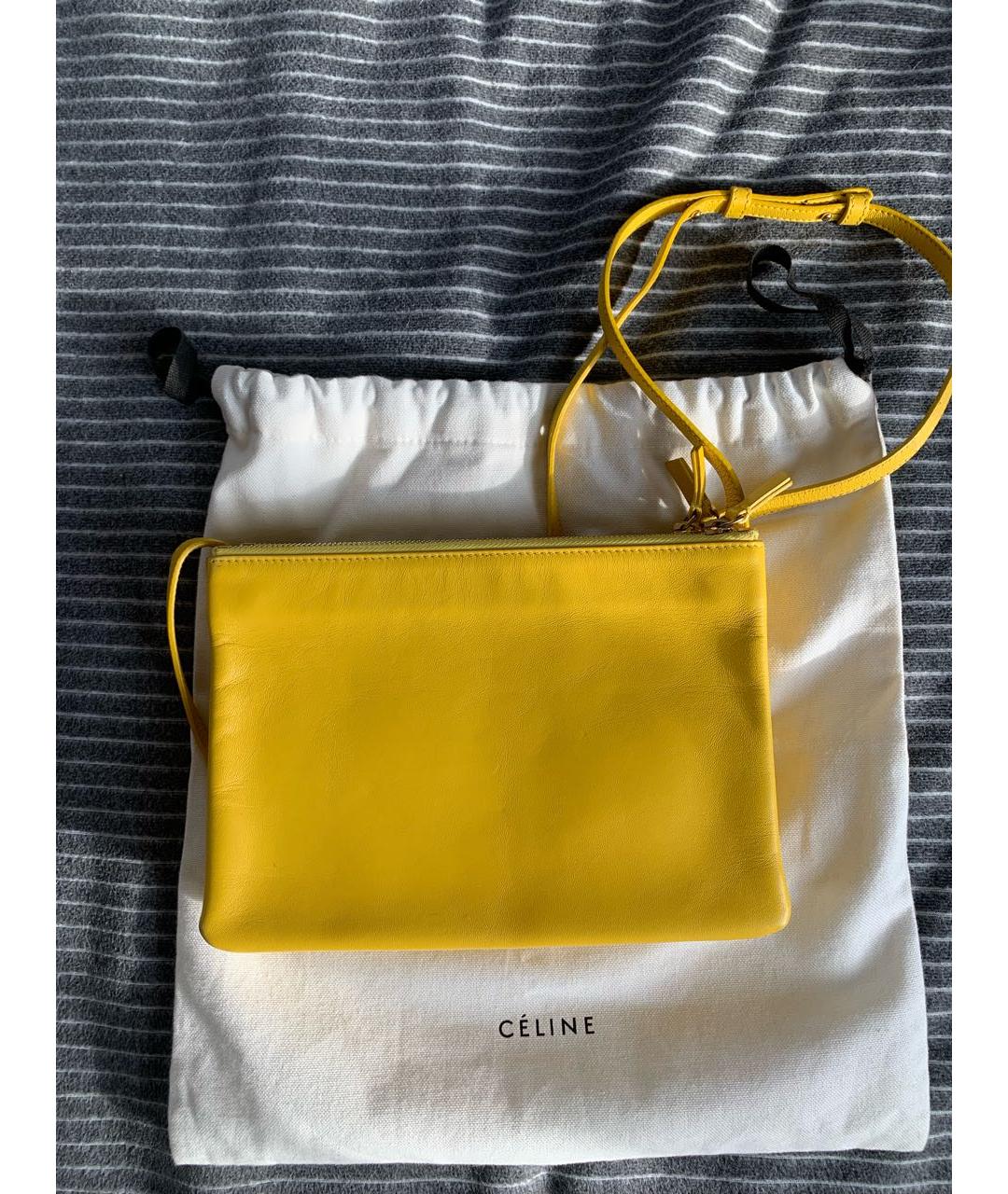 CELINE Желтая кожаная сумка через плечо, фото 2
