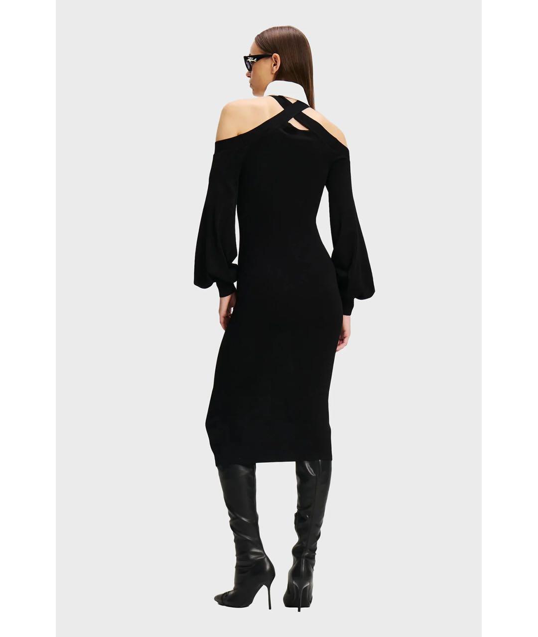 KARL LAGERFELD Черное вискозное повседневное платье, фото 4