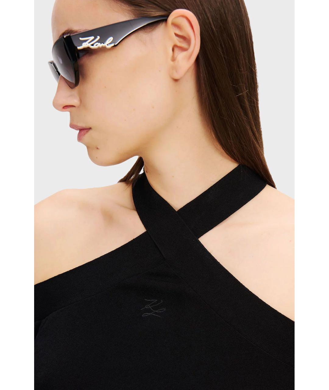 KARL LAGERFELD Черное вискозное повседневное платье, фото 6