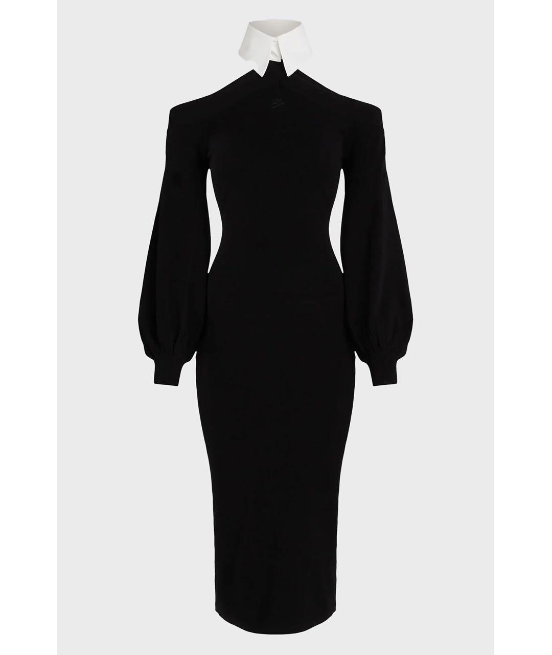 KARL LAGERFELD Черное вискозное повседневное платье, фото 8