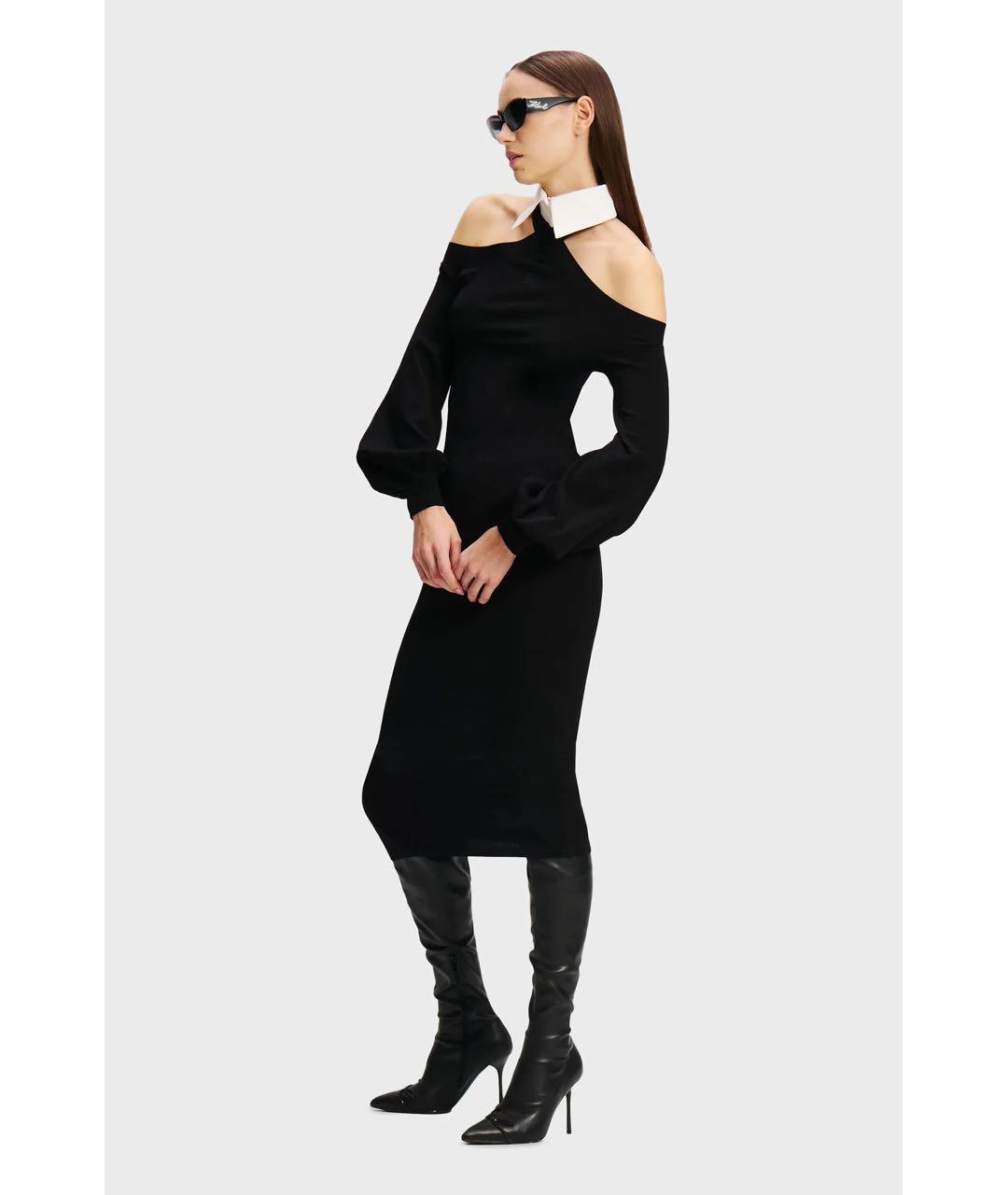 KARL LAGERFELD Черное вискозное повседневное платье, фото 3