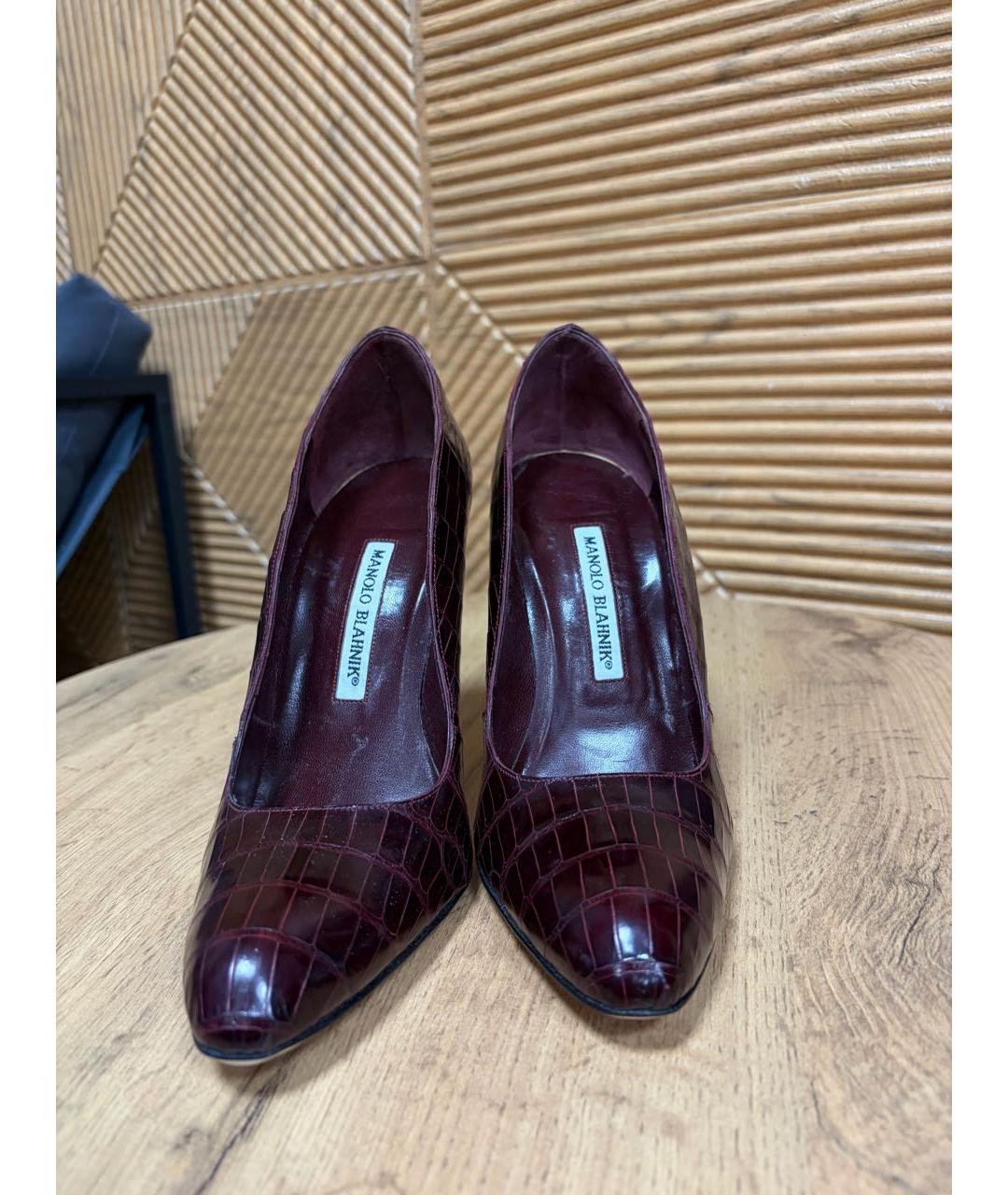 MANOLO BLAHNIK Бордовые кожаные туфли, фото 4