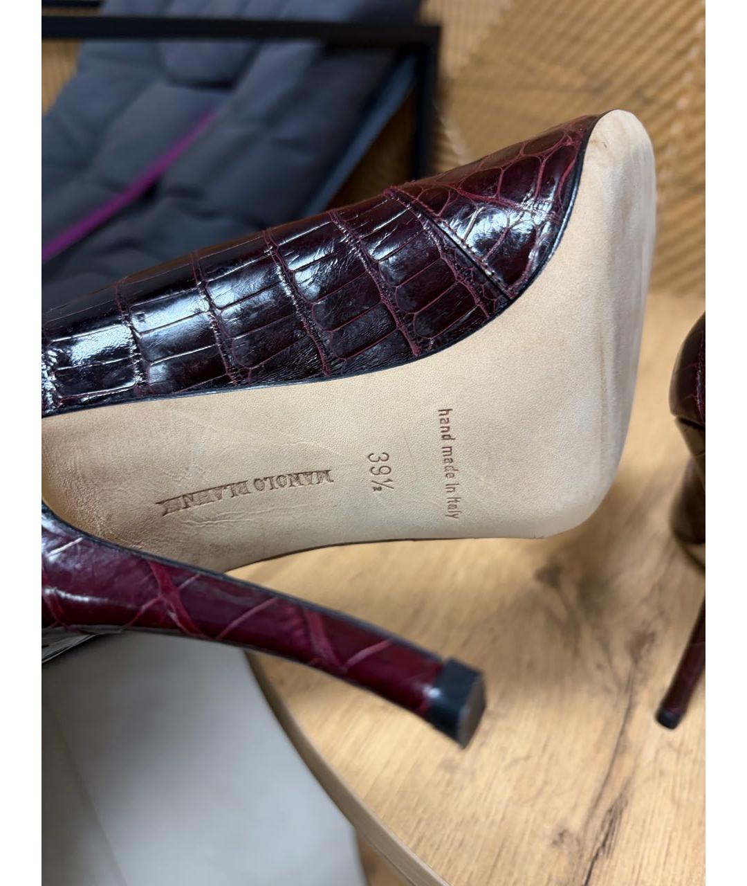MANOLO BLAHNIK Бордовые кожаные туфли, фото 5
