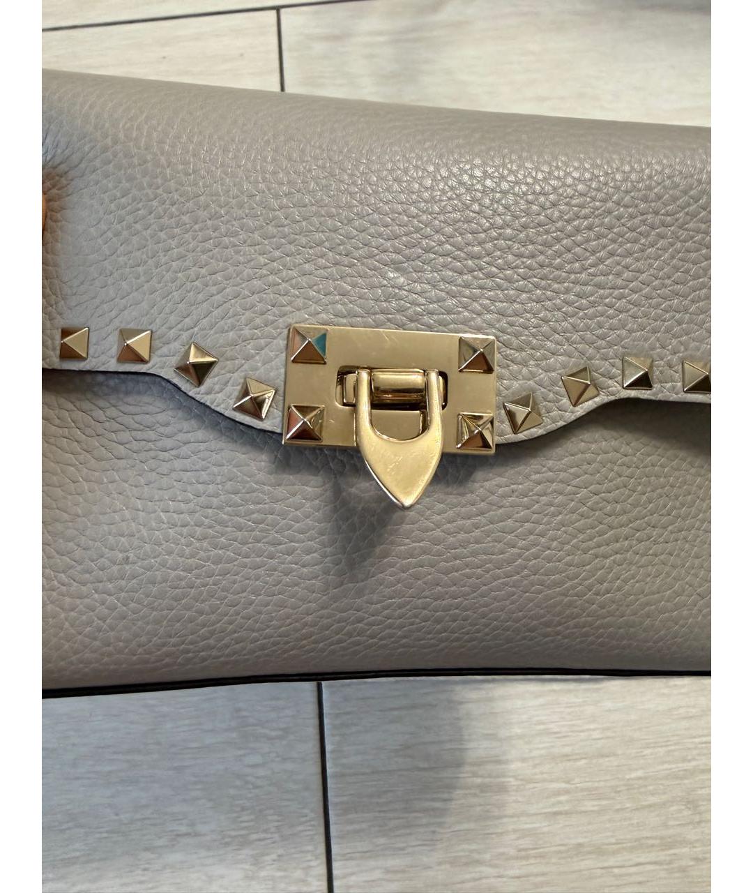 VALENTINO Серая кожаная сумка через плечо, фото 5