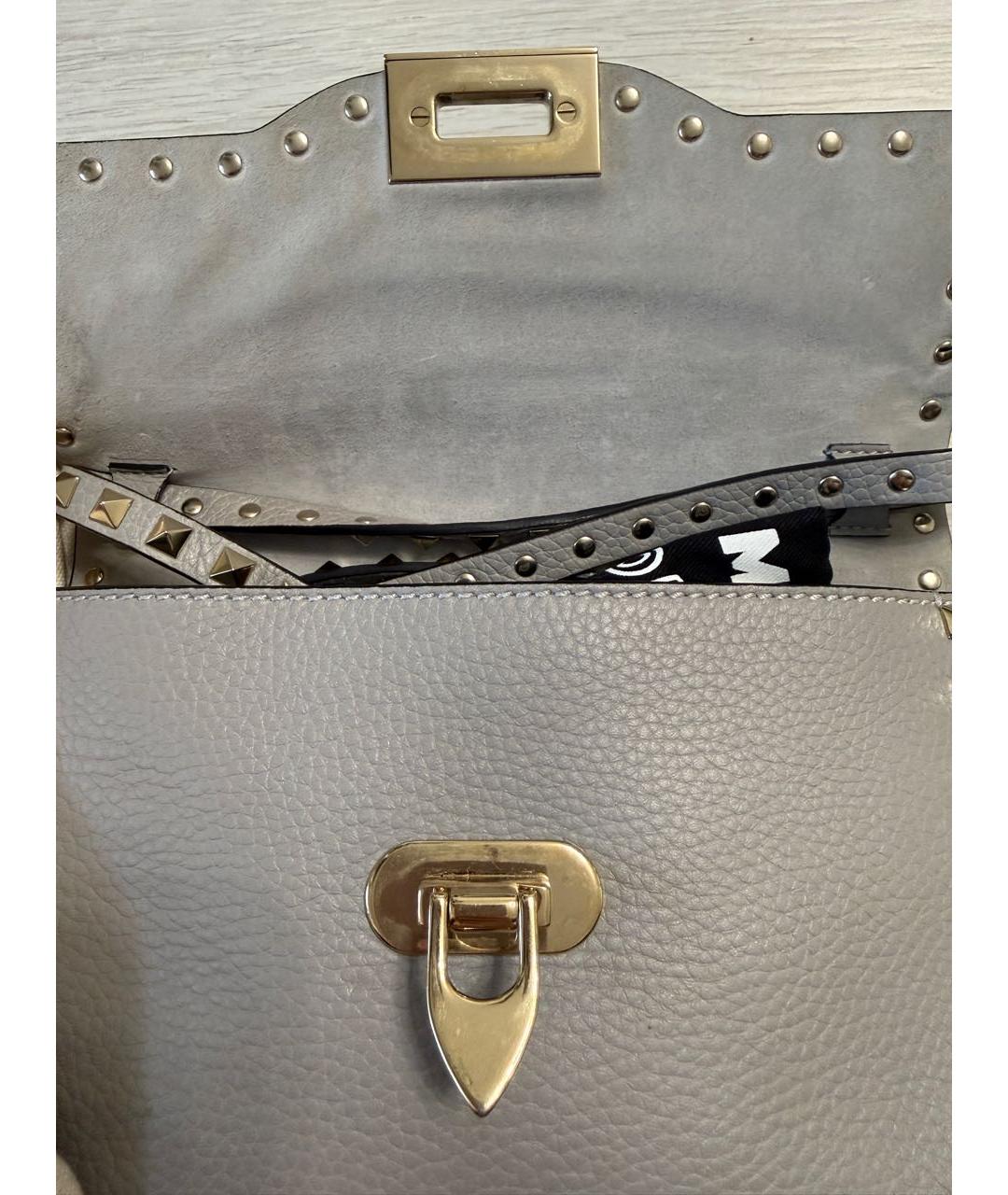 VALENTINO Серая кожаная сумка через плечо, фото 6