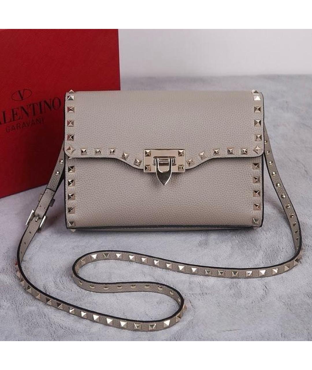 VALENTINO Серая кожаная сумка через плечо, фото 2