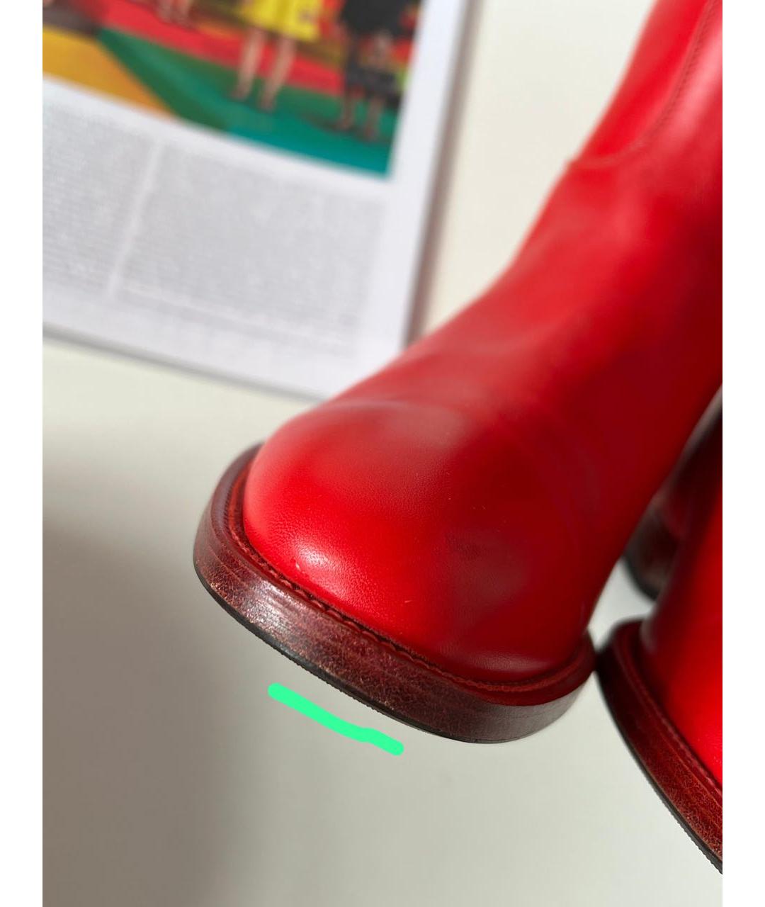 HERMES Красные кожаные сапоги, фото 4