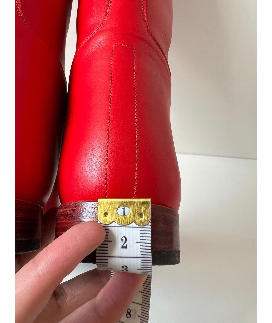 HERMES Красные кожаные сапоги, фото 7