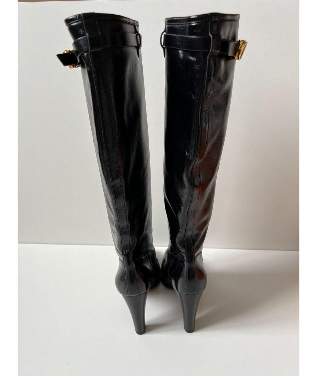 CHRISTIAN DIOR Черные ботфорты из лакированной кожи, фото 3