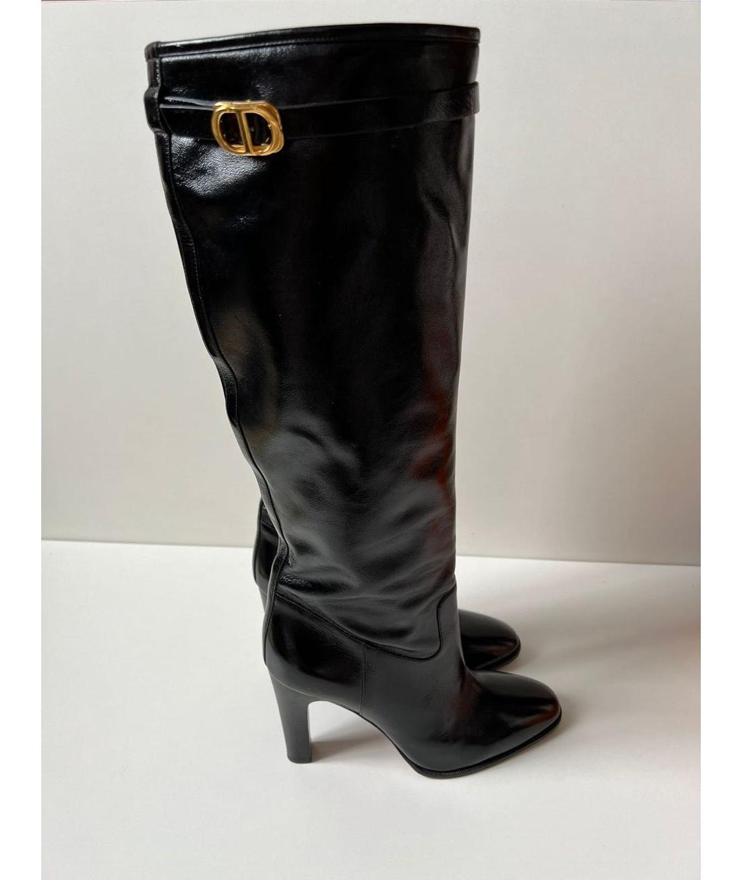CHRISTIAN DIOR Черные ботфорты из лакированной кожи, фото 9