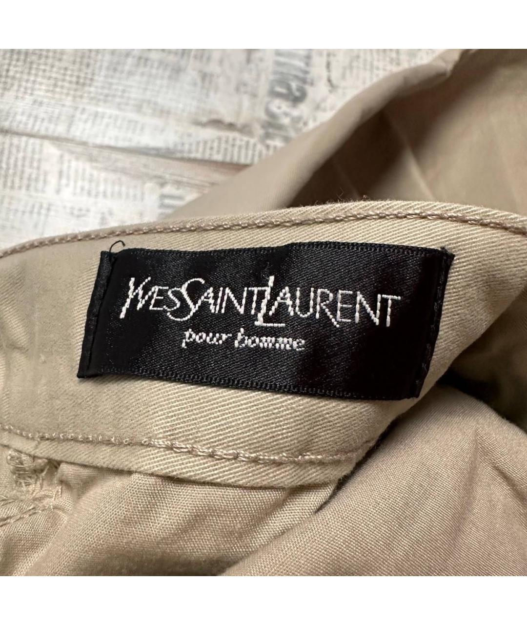 SAINT LAURENT Бежевые хлопковые прямые джинсы, фото 7