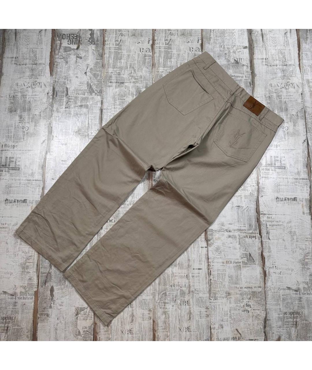 SAINT LAURENT Бежевые хлопковые прямые джинсы, фото 4