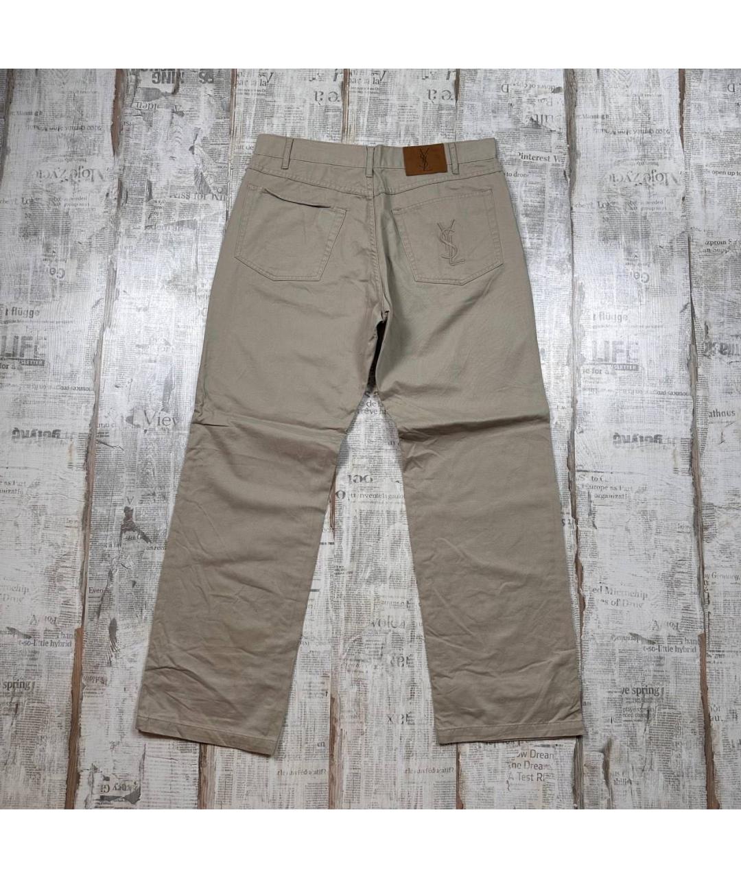SAINT LAURENT Бежевые хлопковые прямые джинсы, фото 9
