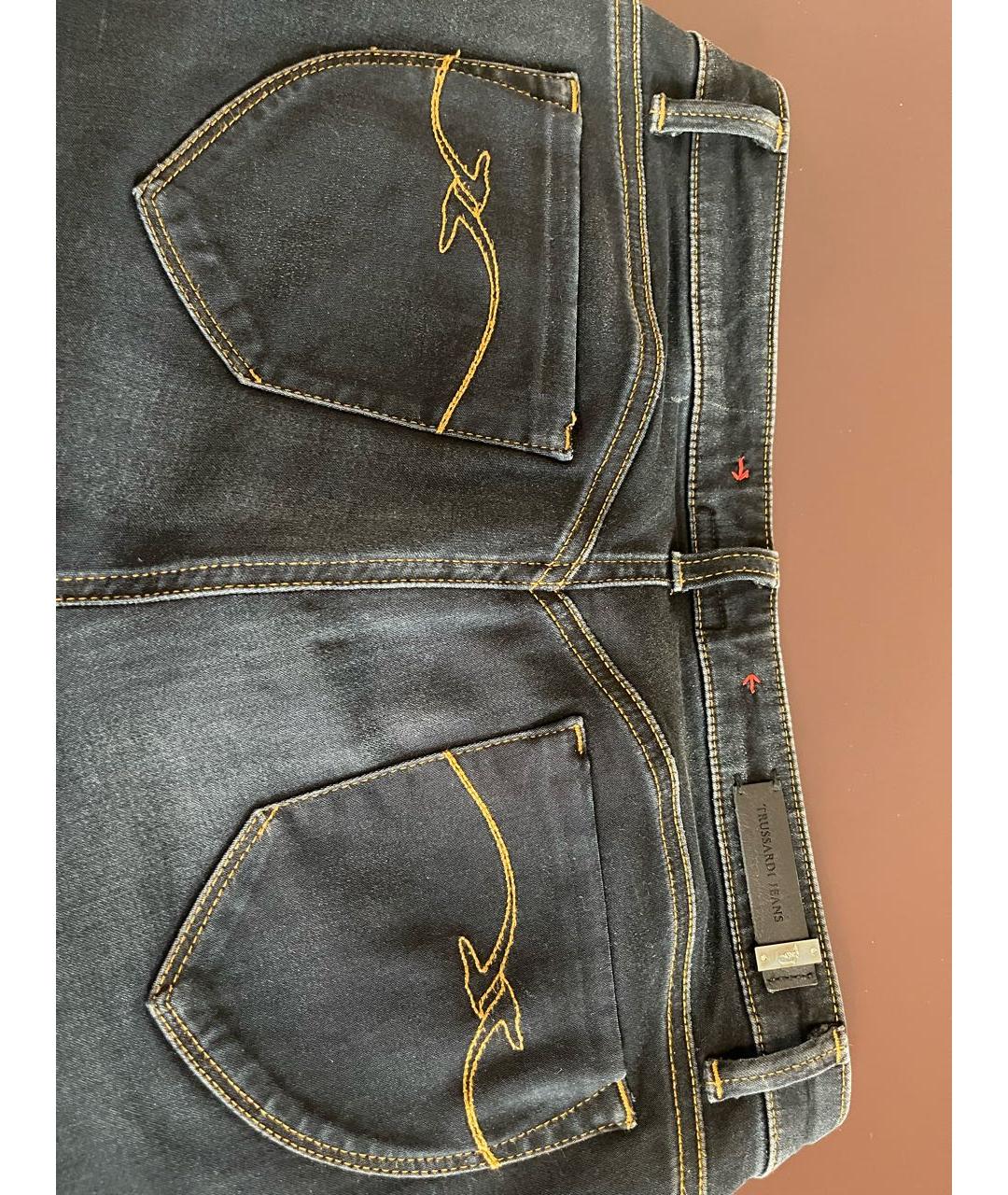 TRUSSARDI JEANS Темно-синие хлопко-эластановые джинсы слим, фото 4