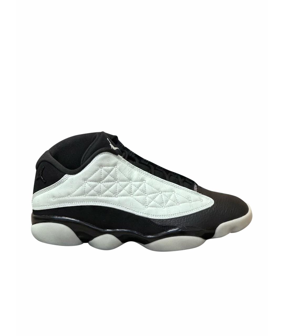 JORDAN Черные кожаные низкие кроссовки / кеды, фото 1