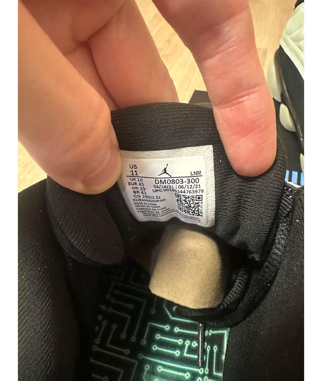 JORDAN Черные кожаные низкие кроссовки / кеды, фото 6