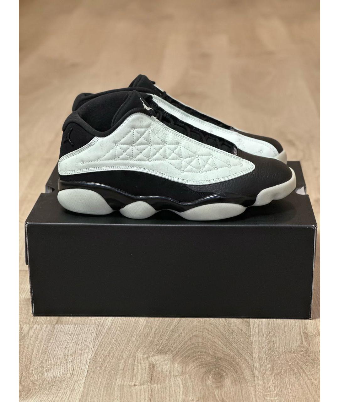 JORDAN Черные кожаные низкие кроссовки / кеды, фото 7