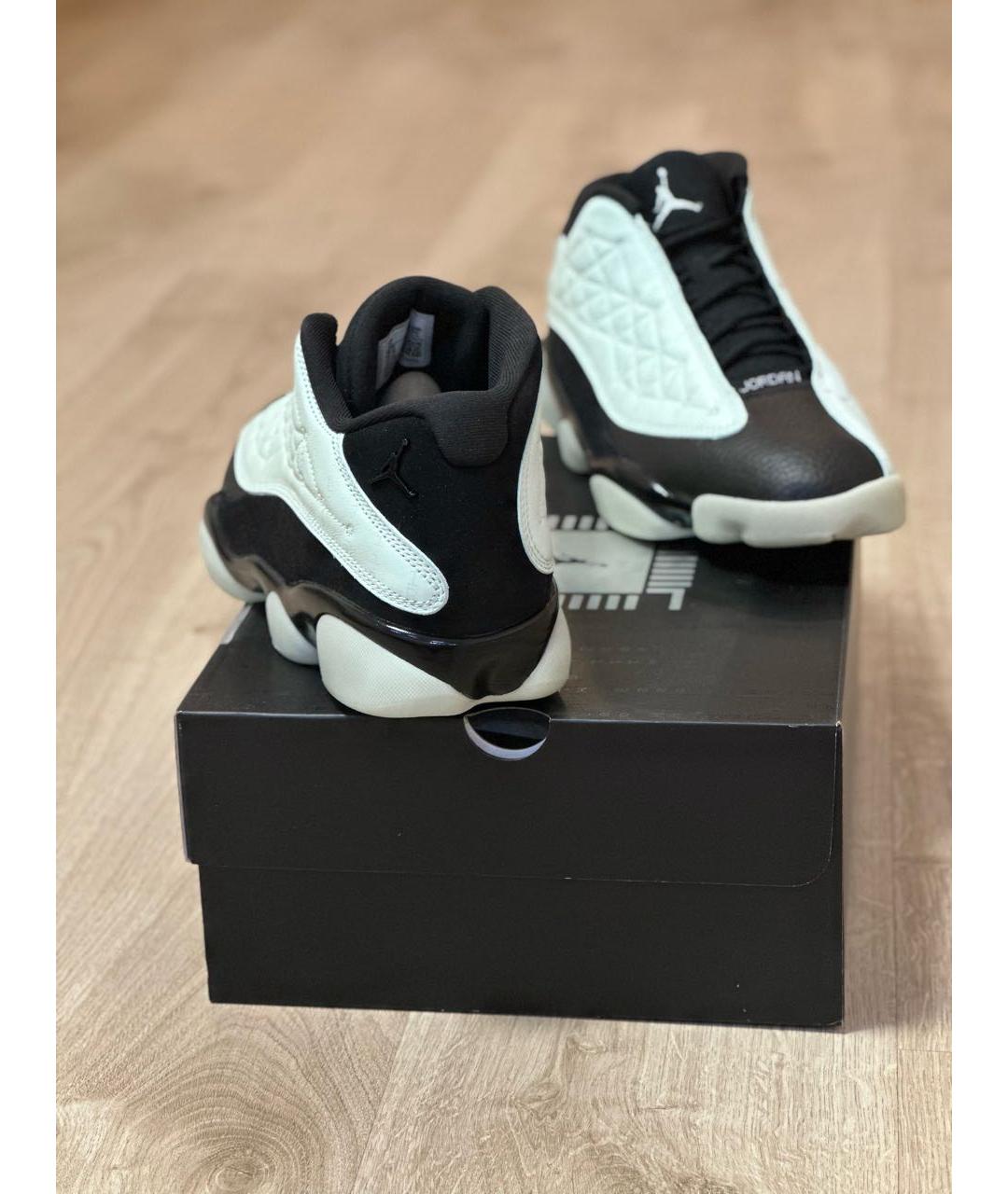 JORDAN Черные кожаные низкие кроссовки / кеды, фото 4