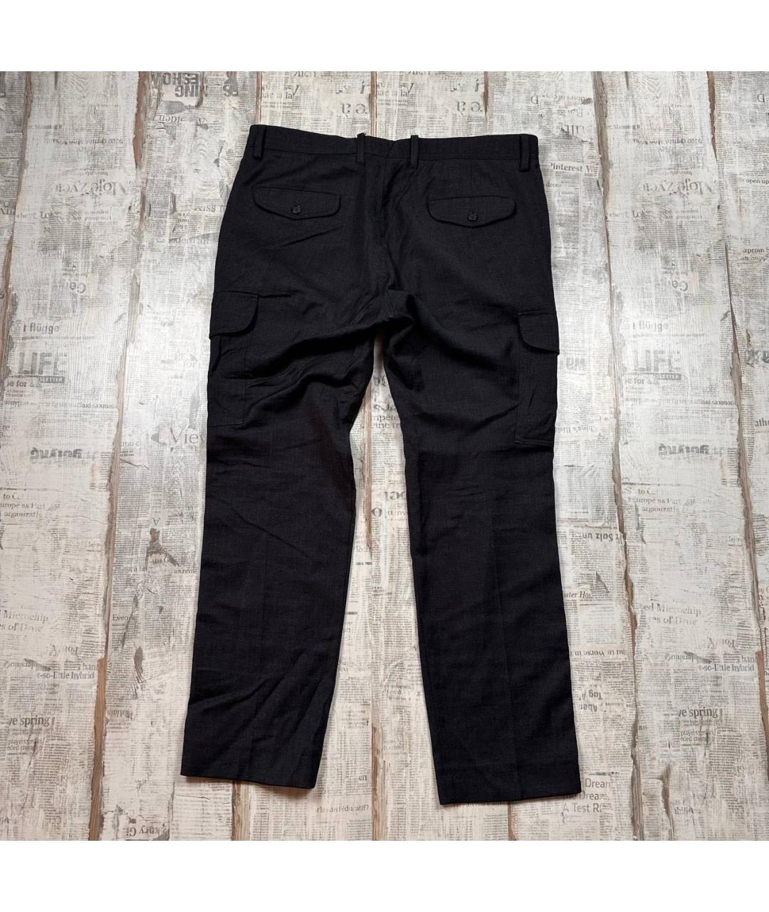 HUGO BOSS Антрацитовые шерстяные повседневные брюки, фото 3