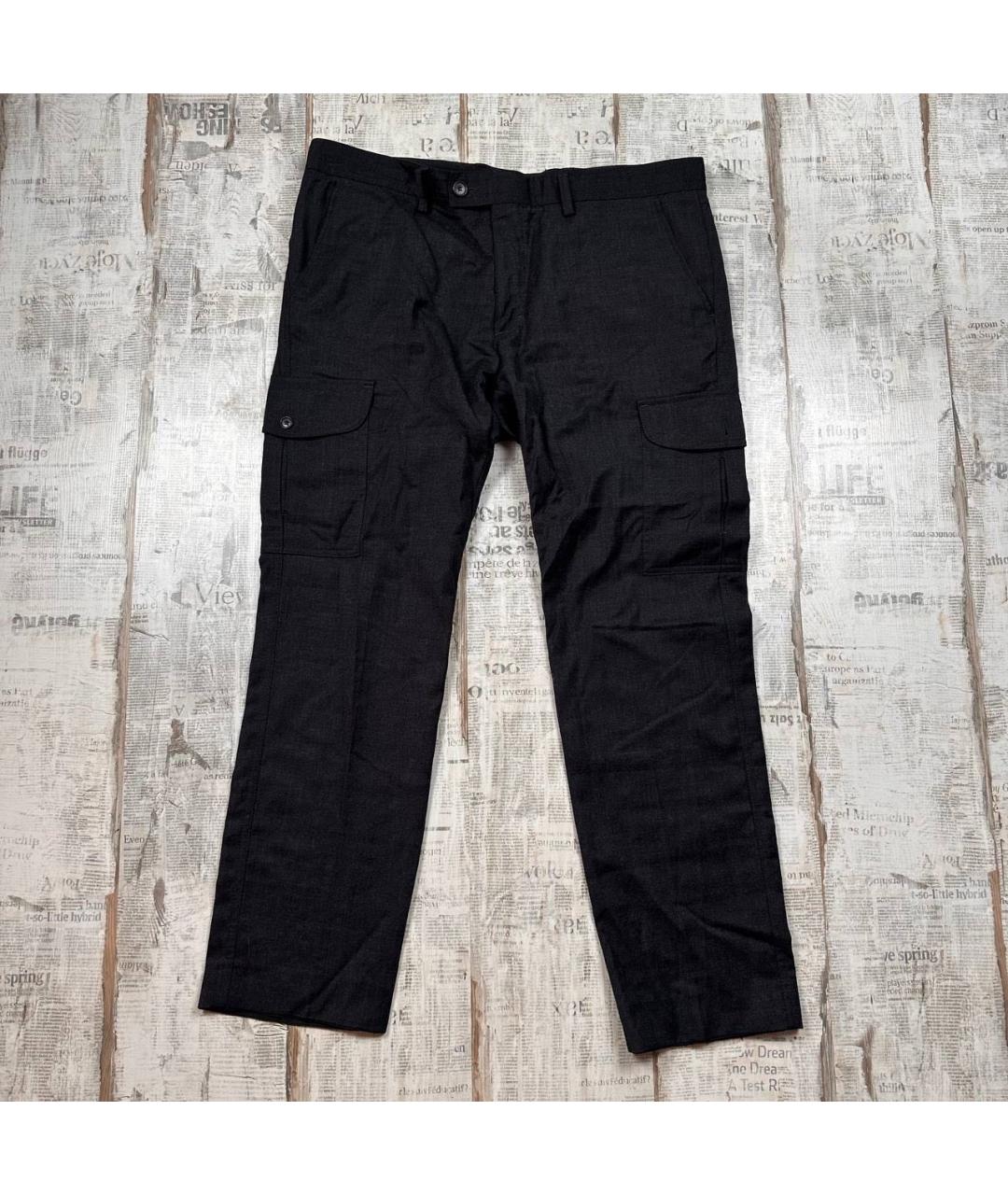 HUGO BOSS Антрацитовые шерстяные повседневные брюки, фото 8