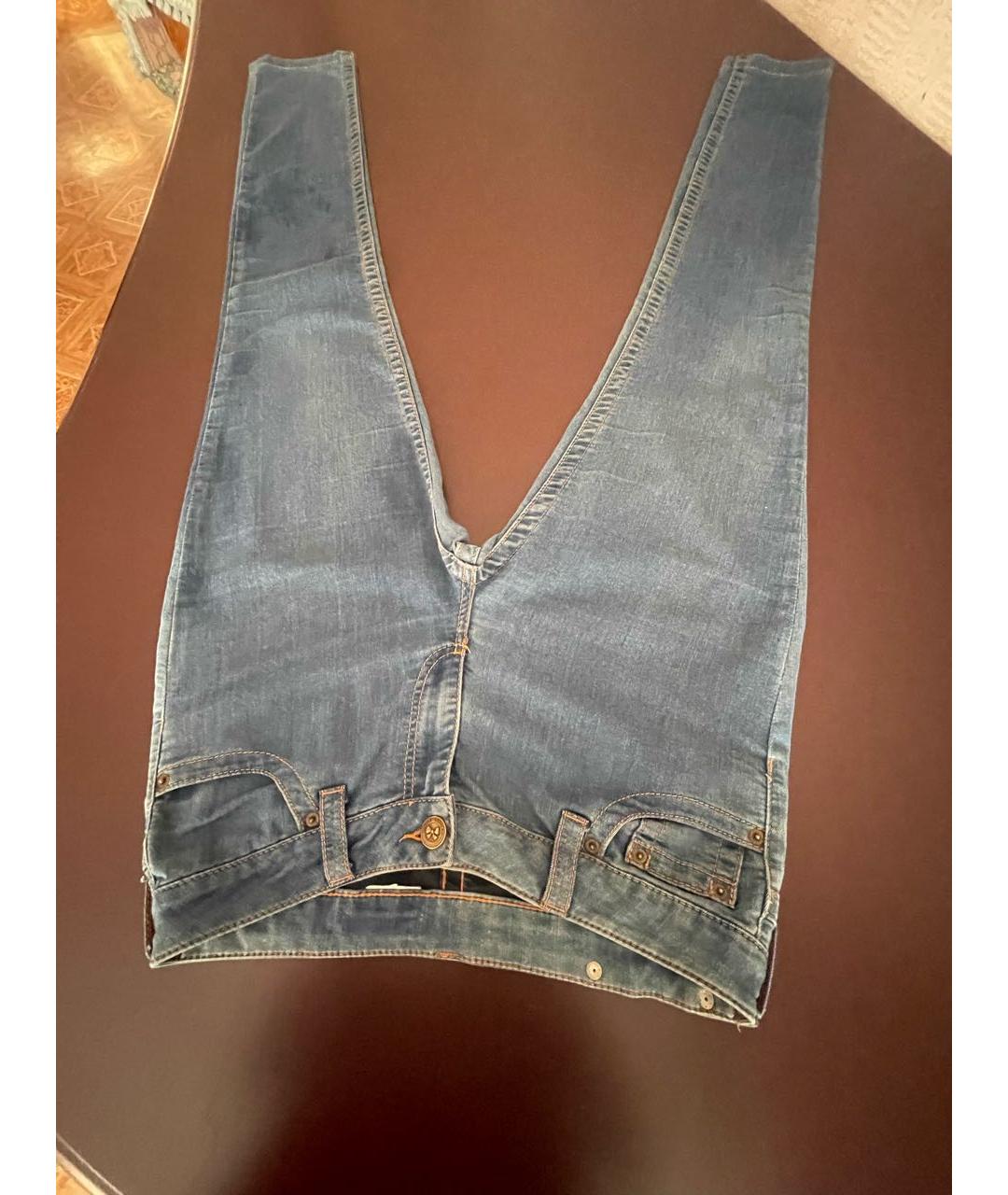 RED VALENTINO Голубые хлопко-эластановые джинсы слим, фото 4