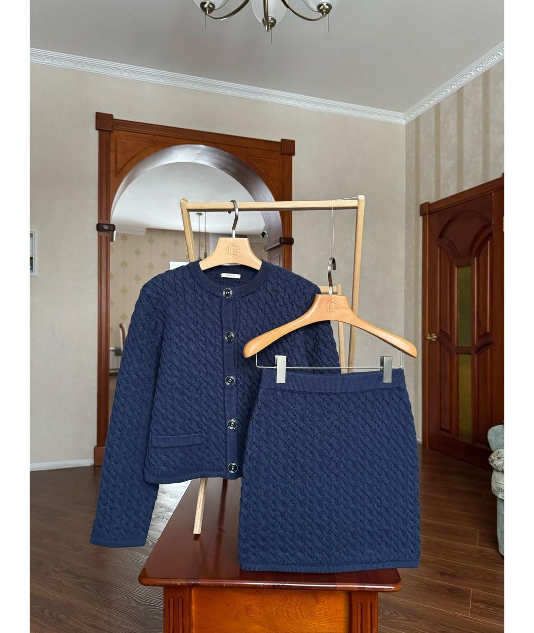 12 STOREEZ Темно-синий хлопковый костюм с юбками, фото 4